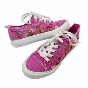 Blowfish Malibu Vivid Sneakers Pink Floral Embroidery Size 6